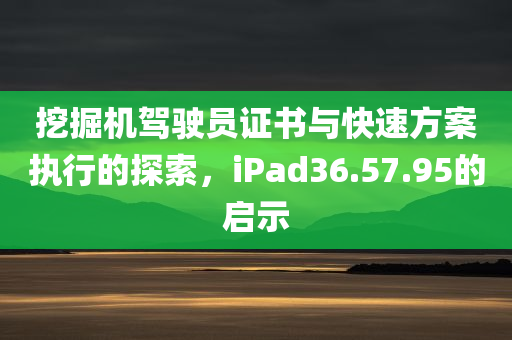 挖掘机驾驶员证书与快速方案执行的探索，iPad36.57.95的启示