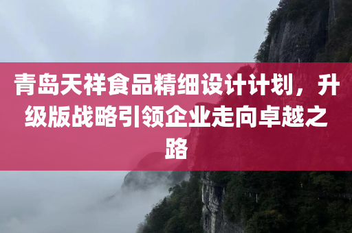 青岛天祥食品精细设计计划，升级版战略引领企业走向卓越之路