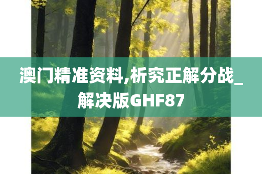 澳门精准资料,析究正解分战_解决版GHF87