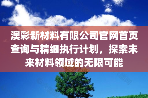 澳彩新材料有限公司官网首页查询与精细执行计划，探索未来材料领域的无限可能