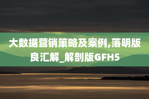 大数据营销策略及案例,落明版良汇解_解剖版GFH5