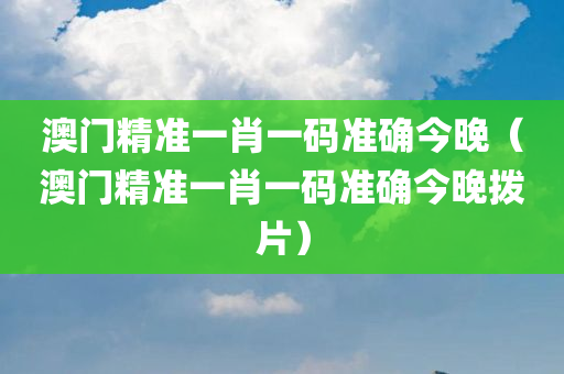 澳门精准一肖一码准确今晚（澳门精准一肖一码准确今晚拨片）