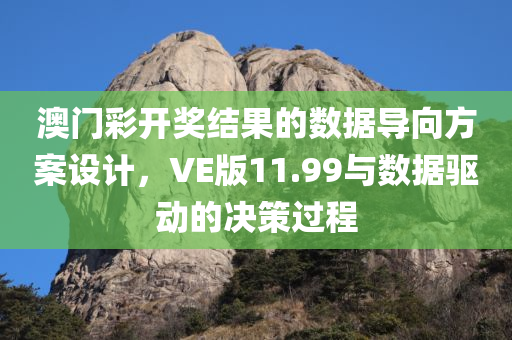 澳门彩开奖结果的数据导向方案设计，VE版11.99与数据驱动的决策过程