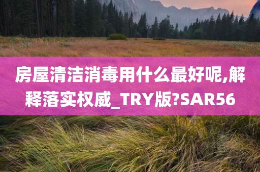 房屋清洁消毒用什么最好呢,解释落实权威_TRY版?SAR56