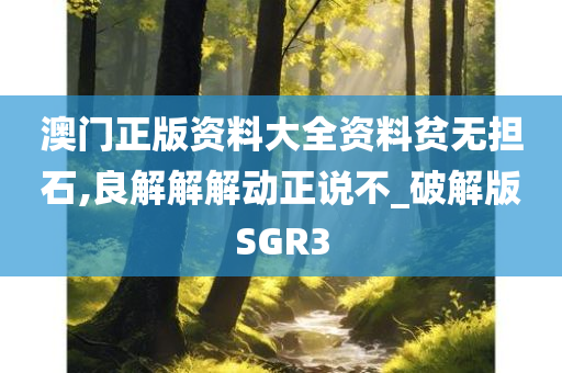 澳门正版资料大全资料贫无担石,良解解解动正说不_破解版SGR3