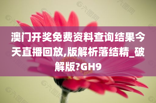 澳门开奖免费资料查询结果今天直播回放,版解析落结精_破解版?GH9