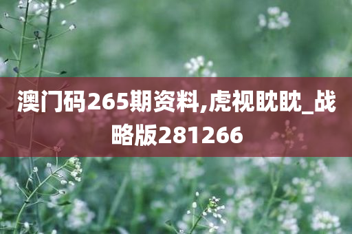 澳门码265期资料,虎视眈眈_战略版281266