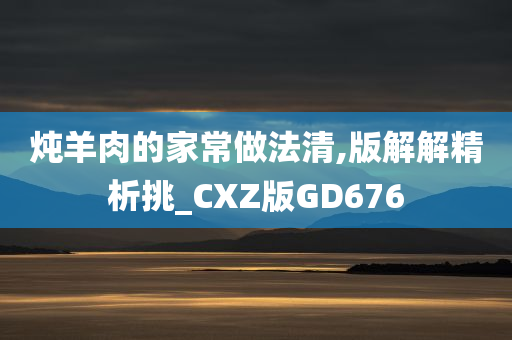 炖羊肉的家常做法清,版解解精析挑_CXZ版GD676