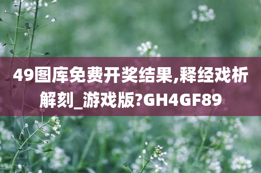 49图库免费开奖结果,释经戏析解刻_游戏版?GH4GF89