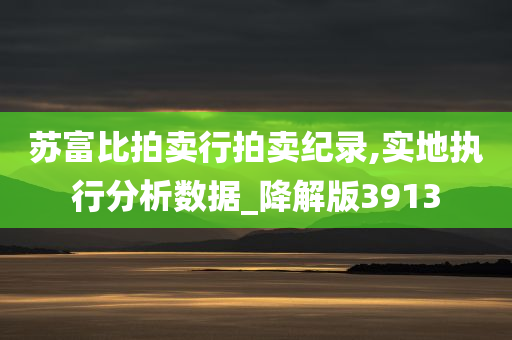 苏富比拍卖行拍卖纪录,实地执行分析数据_降解版3913