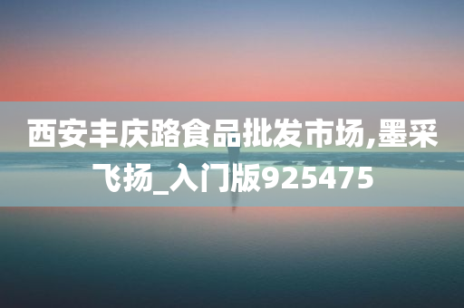 西安丰庆路食品批发市场,墨采飞扬_入门版925475