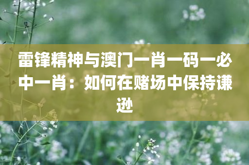 雷锋精神与澳门一肖一码一必中一肖：如何在赌场中保持谦逊