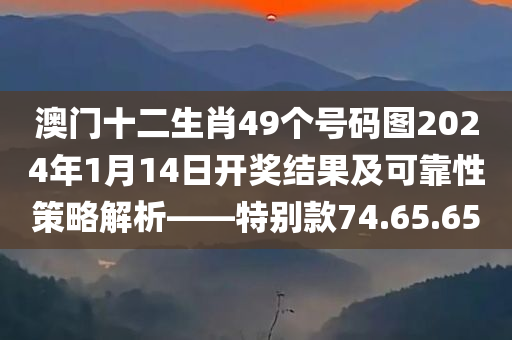 澳门十二生肖49个号码图2024年1月14日开奖结果及可靠性策略解析——特别款74.65.65