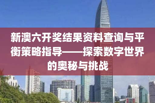 新澳六开奖结果资料查询与平衡策略指导——探索数字世界的奥秘与挑战