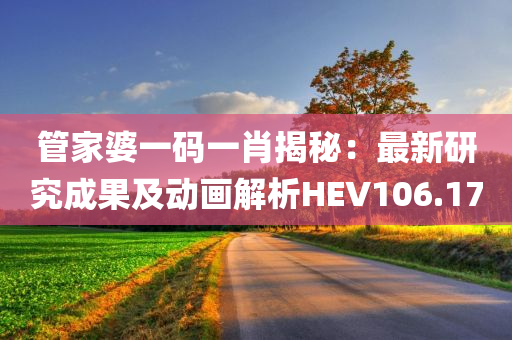 管家婆一码一肖揭秘：最新研究成果及动画解析HEV106.17