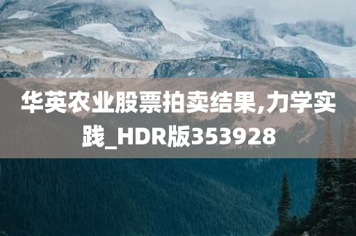 华英农业股票拍卖结果,力学实践_HDR版353928