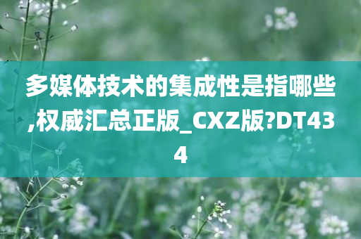 多媒体技术的集成性是指哪些,权威汇总正版_CXZ版?DT434