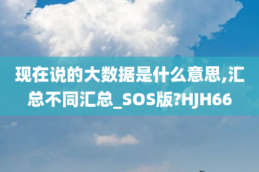 现在说的大数据是什么意思,汇总不同汇总_SOS版?HJH66