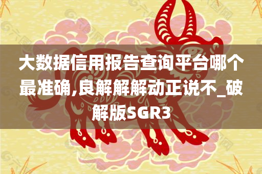 大数据信用报告查询平台哪个最准确,良解解解动正说不_破解版SGR3