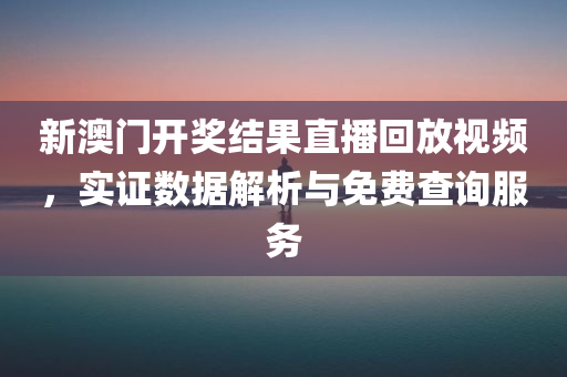 新澳门开奖结果直播回放视频，实证数据解析与免费查询服务