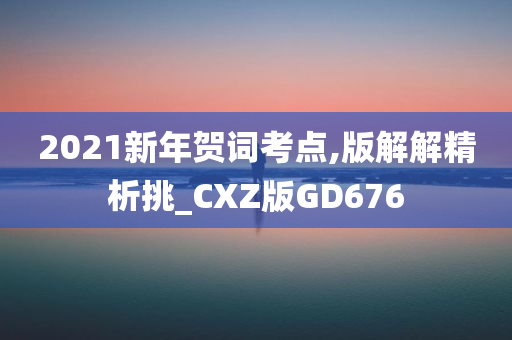 2021新年贺词考点,版解解精析挑_CXZ版GD676