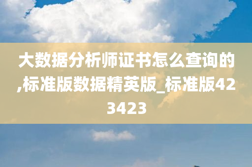 大数据分析师证书怎么查询的,标准版数据精英版_标准版423423