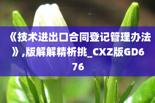 《技术进出口合同登记管理办法》,版解解精析挑_CXZ版GD676