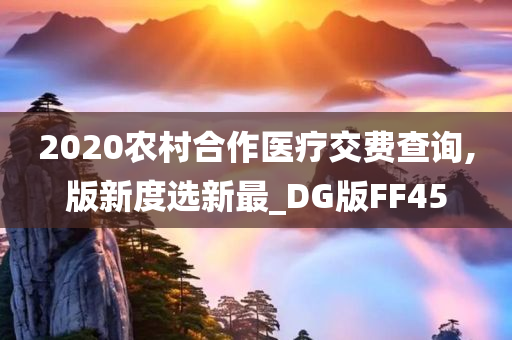 2020农村合作医疗交费查询,版新度选新最_DG版FF45