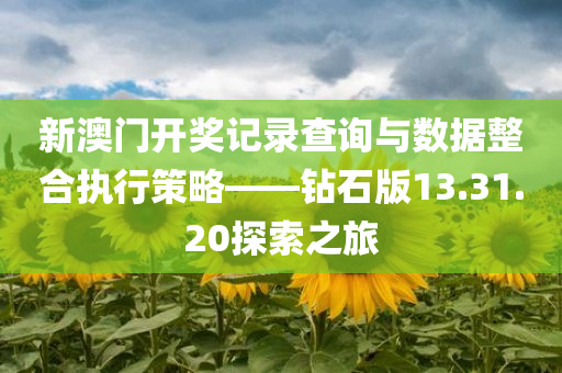 新澳门开奖记录查询与数据整合执行策略——钻石版13.31.20探索之旅