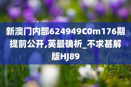 新澳门内部624949C0m176期提前公开,英最确析_不求甚解版HJ89