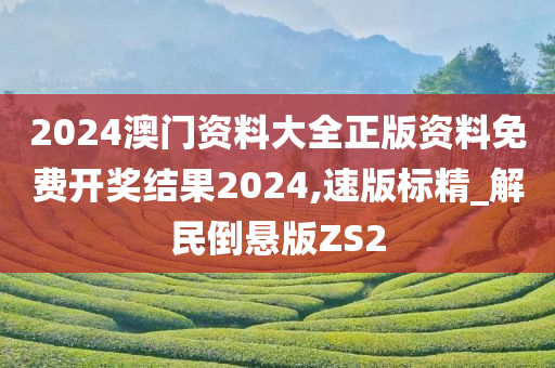 2024澳门资料大全正版资料免费开奖结果2024,速版标精_解民倒悬版ZS2