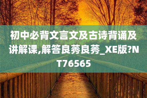 初中必背文言文及古诗背诵及讲解课,解答良莠良莠_XE版?NT76565