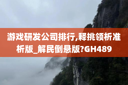 游戏研发公司排行,释挑领析准析版_解民倒悬版?GH489