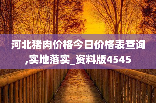 河北猪肉价格今日价格表查询,实地落实_资料版4545