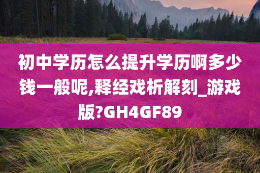 初中学历怎么提升学历啊多少钱一般呢,释经戏析解刻_游戏版?GH4GF89