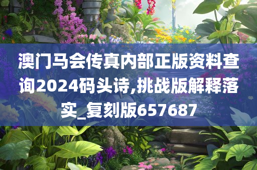 澳门马会传真内部正版资料查询2024码头诗,挑战版解释落实_复刻版657687