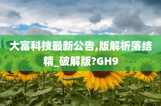 大富科技最新公告,版解析落结精_破解版?GH9