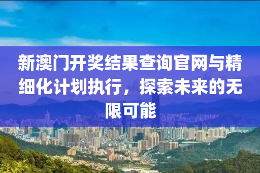 新澳门开奖结果查询官网与精细化计划执行，探索未来的无限可能