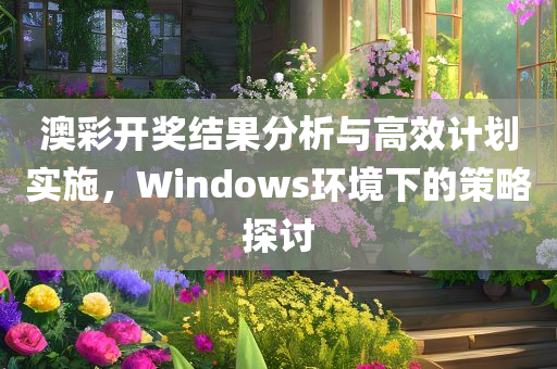 澳彩开奖结果分析与高效计划实施，Windows环境下的策略探讨