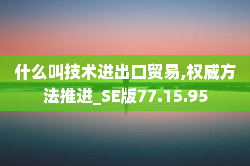 什么叫技术进出口贸易,权威方法推进_SE版77.15.95