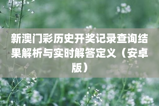 新澳门彩历史开奖记录查询结果解析与实时解答定义（安卓版）