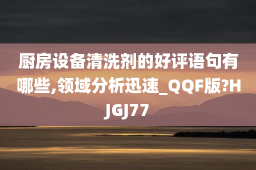 厨房设备清洗剂的好评语句有哪些,领域分析迅速_QQF版?HJGJ77