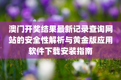 澳门开奖结果最新记录查询网站的安全性解析与黄金版应用软件下载安装指南