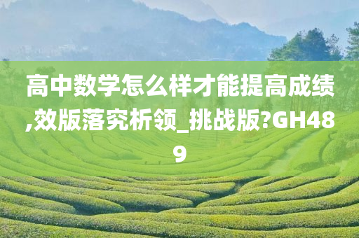 高中数学怎么样才能提高成绩,效版落究析领_挑战版?GH489