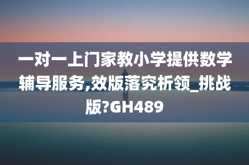 一对一上门家教小学提供数学辅导服务,效版落究析领_挑战版?GH489