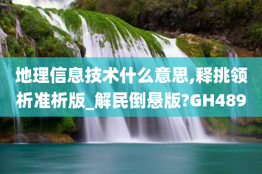 地理信息技术什么意思,释挑领析准析版_解民倒悬版?GH489