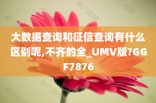 大数据查询和征信查询有什么区别呢,不齐的全_UMV版?GGF7876