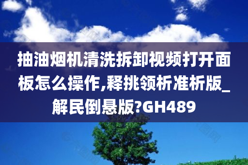 抽油烟机清洗拆卸视频打开面板怎么操作,释挑领析准析版_解民倒悬版?GH489