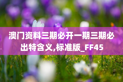 澳门资料三期必开一期三期必出特含义,标准版_FF45