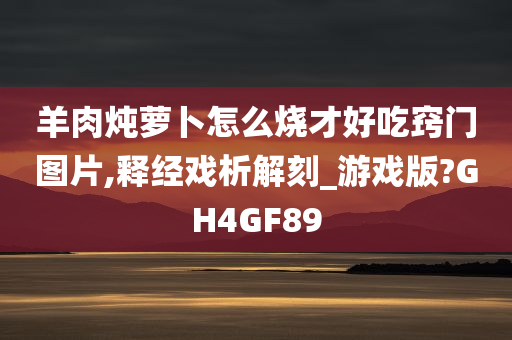 羊肉炖萝卜怎么烧才好吃窍门图片,释经戏析解刻_游戏版?GH4GF89